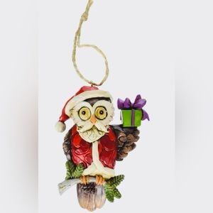 NWT Jim Shore 4034412 Hanging Ornament Santa Owl with Present RARE